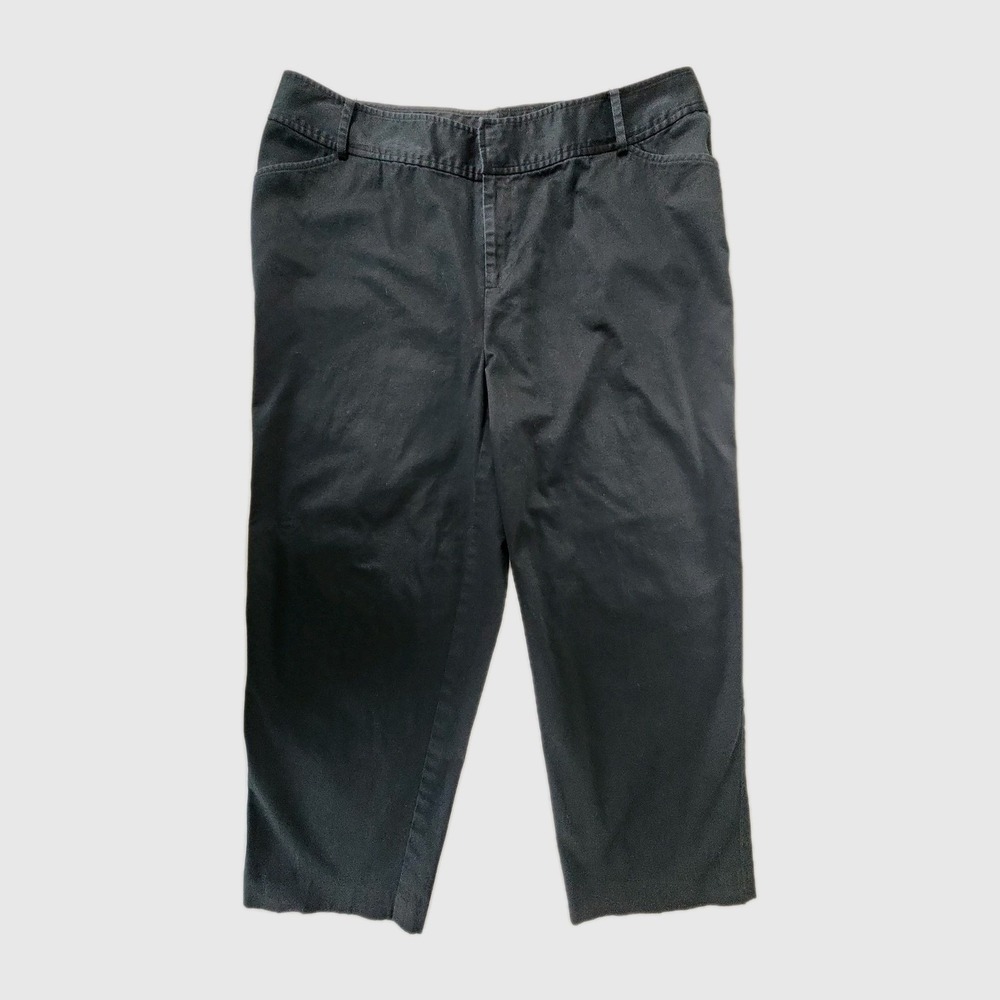 Lauren Ralph‎ Lauren Women's 16W Black Crop Straight Leg Cotton Blend Pants